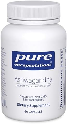 Pure Encapsulations Ashwagandha - 500 mg Ashwagandha Extract - Metabolism & Stress Support - Immune Support* - GMO Free & Vegan - 60 Capsules | 500 mg Ashwagandha Extract, Metabolism and Stress Support, Immune Support*, Non-GMO and Vegan