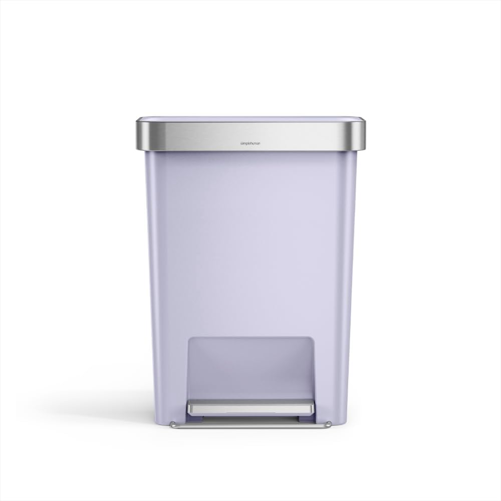 simplehuman Hybrid Step Can, 45L / 12 Gallon Rectangular Kitchen Trash Can, Liner Rim System, Liner Pocket®, 150,000-Step Pedal, Lid Shox® Silent Close, Black Plastic