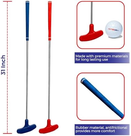 PutterBall Golf Accessories Set – Includes 2 Premium Putters & 2 Balls – Replacement Set for PutterBall Pong Game – Indoor Outdoor Putting