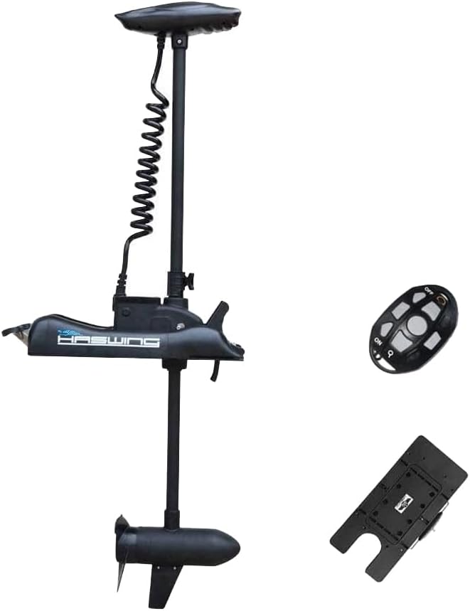 Haswing Bow Mount Trolling Motor 55lbs 48in with Remote, Quick Release | Fresh & Saltwater Ready, 164ft Wireless Remote Range, White, Fits Boats up to 19ft, Req 13.7 x 8" Flat Mount Surface