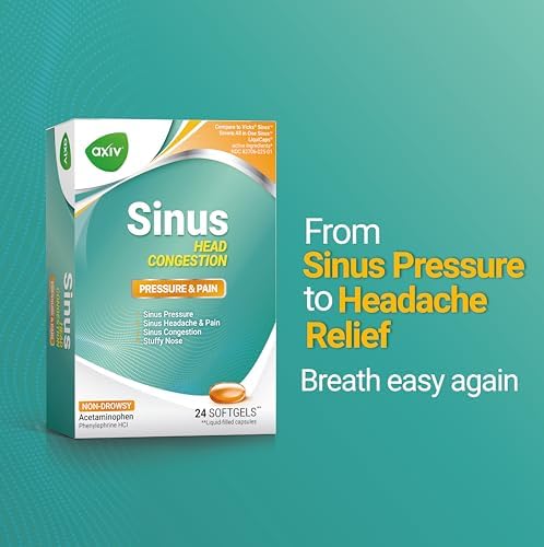 AXIV Sinus Head Congestion & Sinus Severe & Mucus Relief – 24 Softgels Each Bundle