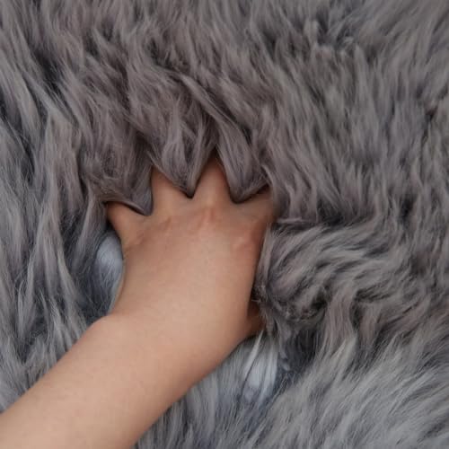 Real Sheepskin Rug Fluffy Sheepskin Throw Genuine Sheepskin Rug Sheepskin Seat Covers for Chairs Recliner Sofa (2.3x6.5ft) (Color : Ivory)