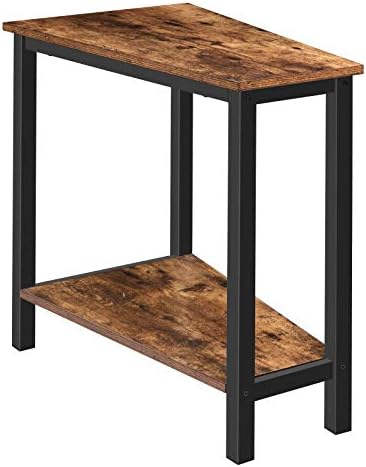 HOOBRO Wedge End Table, Recliner Wedge Side Table with Storage, Industrial Triangle Accent Table for Small Space, Corner, Living Room, Apartment
