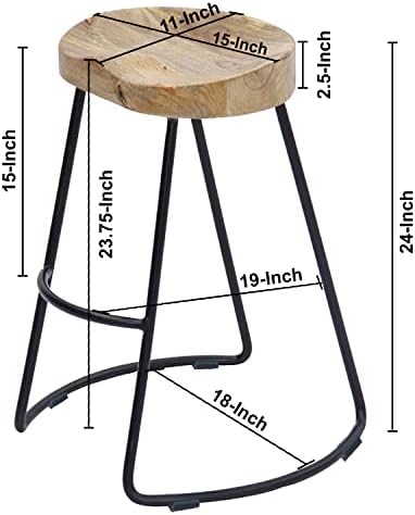 The Urban Port 24 Inch Wooden Saddle Seat Barstool