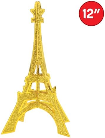Glittered 3-D Eiffel Tower Centerpiece Party Accessory (1 Count) (1/Pkg)