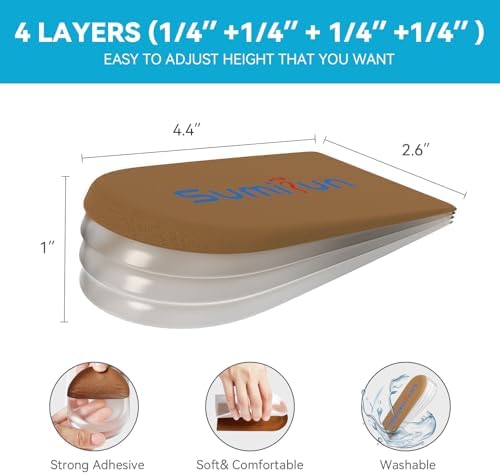 Sumifun Heel Lift, 4-Layer 1 Inch Gel Shoe Lifts for Women Uneven Legs, Adjustable Orthopedic Heel Lifts for Heel Pain and Leg Length Discrepancy