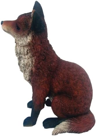 Fox L Red/White Statue by Michael Carr Designs - Outdoor Fox Figurine for gardens, patios and lawns (508007A) , Gray , Large