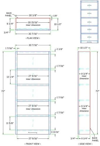 Concepts In Wood Midas Five Shelf Bookcase 72" H Cherry Finish