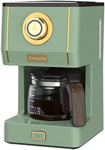 Amaste Drip Coffee Maker, Coffee Machine with 25 Oz Glass Coffee Pot, Retro Style Coffee Maker with Reusable Filter & Three Brewing Modes