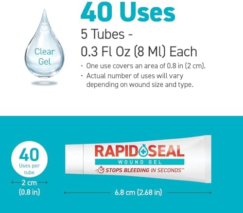 Rapid-Seal Hemostatic Wound Gel, 2 Tube, Stops Bleeding in Seconds