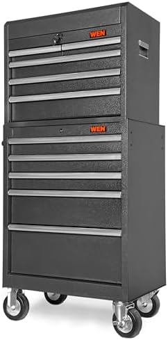 WEN 52-Inch Premium Rolling Tool Cabinet, Black, Heavy Duty 21-Gauge Powder-Coated Steel Construction, for Garage and Workshop (GG532B)