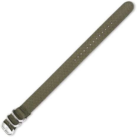 Military Ballistic Nylon Watch Band With Silver Tone Buckle-Choice of Color (Black, Brown, Olive, Black/Grey, Orange, Grey) & Width (18mm, 20mm, 22mm, 24mm, 26mm)