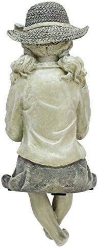 Design Toscano Frederic the Little Fisherman of Avignon Boy Fishing Garden Statue, 15 Inch Tall, Cast Stone Resin, Two Tone Stone Finish