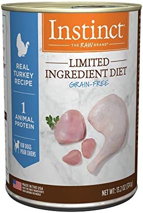 Instinct Limited Ingredient Diet, Wet Canned Dog Food, Grain Free - Real Turkey, 13.2 oz. Cans (Pack of 6) | Single animal protein and vegetable recipe, delicious loaf texture, real turkey entree, gentle on sensitive stomachs