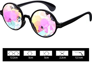 Yaomiao 3 Pieces Kaleidoscope Rave Glasses Goggles Kaleidoscope Sunglasses Diffraction Glasses Prism Rainbow Sunglasses