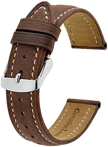 BISONSTRAP Watch Strap, Vintage Leather Replacement Bracelet, Band Width-14mm 15mm 16mm 17mm 18mm 19mm 20mm 21mm 22mm 23mm 24mm
