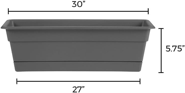 Bloem Dura Cotta Window Box Planter: 24" - Terra Cotta - with Tray, Weatherproof Resin Box, Removable Tray for Indoor & Outdoor Use, Gardening, 3 Gallon Capacity