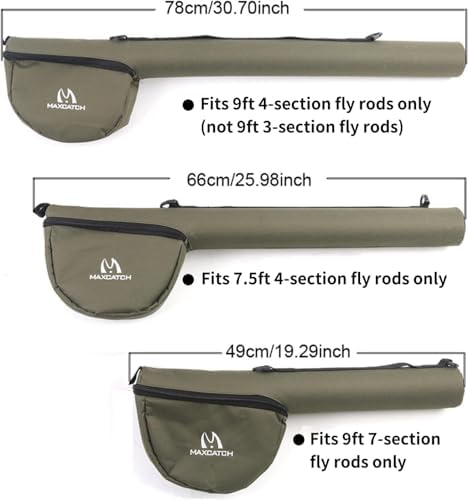 M MAXIMUMCATCH Maxcatch Fly Fishing Rod Case with Reel Pouch, Complete Protection Bag, For 9FT 2/4 Pieces Rod, Single (Green, 9' 4sec)