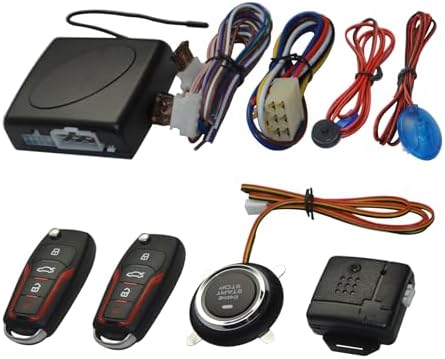 Keyless Entry Car Alarm System with Remote Start Starter and Push Engine Start Stop Iginition Button Kit