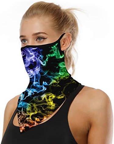 YAYOUREL Neck Gaiter Face Mask Bandanas for Men Women UV Face Scarf Cover Ear Loop Hole Facemask for Fishing Running Cycling