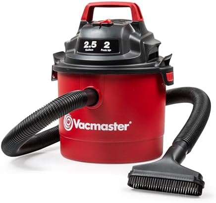 Vacmaster VOM205P 1101 2.5-Gal 2 Peak HP Wall Mount Wet/Dry Vacuum Red