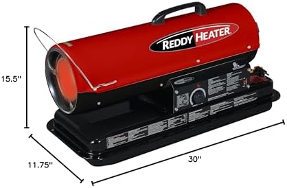 Reddy Heater 80, 000 BTU Forced Air Kerosene Heater, Diesel - RFA80T-V3 | Contractor Grade for Construction & Garage, 5 Gallon Tank, 8.5 hr Run Time