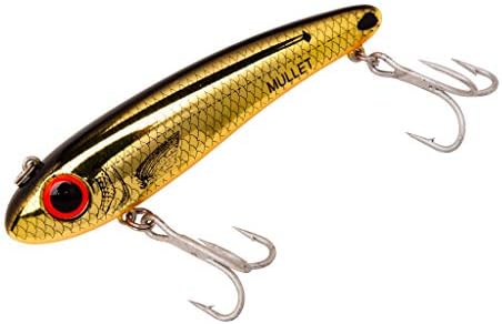Bomber Lures Mullet Slow-Sinking Twitch / Walking Saltwater Fishing Lure - Excellent for Speckled Trout, Redfish, Stripers and More, 3 1/2 Inch, 5/8 Ounce