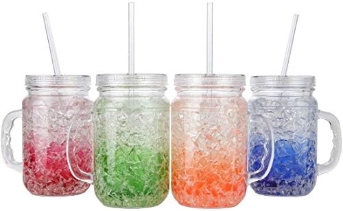 Lily's Home Freezer Beer Mugs - Set of 4 Freezable Gel-Filled 16 oz BPA-Free Acrylic Frozen Mugs for Outdoor Entertaining and Gifting