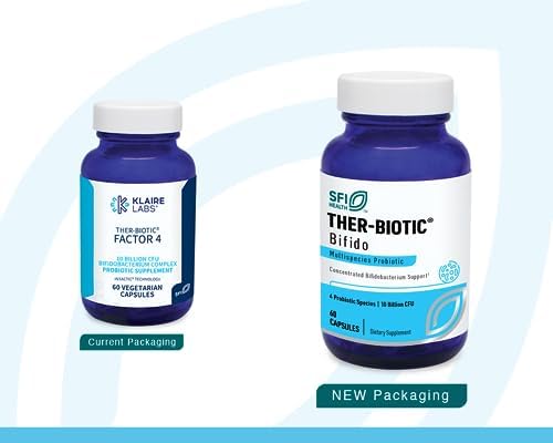 Klaire Labs SFI Health Ther-Biotic Factor 4-10b CFU Bifidobacterium Bifidum Probiotic with Breve, Lactis & Longum - Immune + Gut Health Support - Hypoallergenic Bifidobacterium Probiotic (60 Caps)