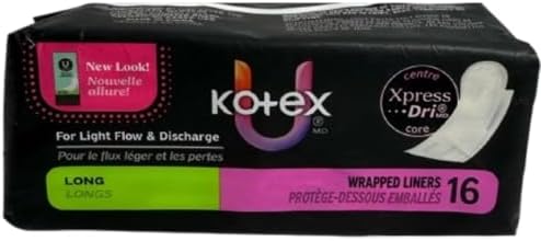 Kotex Natural Balance Absorbent Liners, Long, 16 Count(10 Pack)