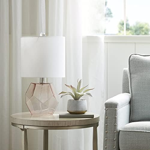 510 Design Bella Glass Table Lamps for Bedroom, Nightstand Light With Cotton Blend Fabric Shade, Rotary Switch, 60" Corded, 60W Bulb, Transitional