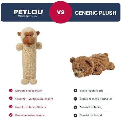 Pet Lou 26 Inch Colossal Monkey Stick Plush Dog Chew Toy with Grunter & Squeakers, Durable Fleece Interactive Dog Toy for Fetch