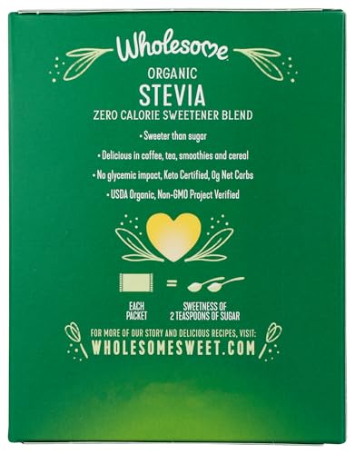 Wholesome Sweeteners Organic Stevia, 1000 Count Packets, Zero Calorie Sweetener Blend, Keto Friendly, Non GMO, Gluten Free & Vegan