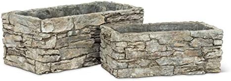 Abbott Collection Medium Rectangle Stack Stone Planter - Cement (5x10 L)