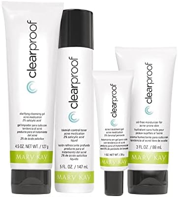 Clear Skin 4-Step Acne Treatment Set – Cleanser, Toner, Acne Gel & Oil-Free Moisturizer for Oily and Acne-Prone Skin
