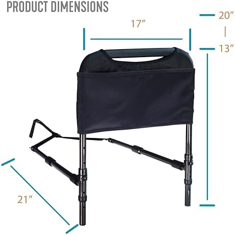 Able Life Bedside Safety Handle, Padded Stand Assist Railing for Seniors, Height Adjustable Bed Rail with Pouch for Elderly Adults, Fits King, Queen