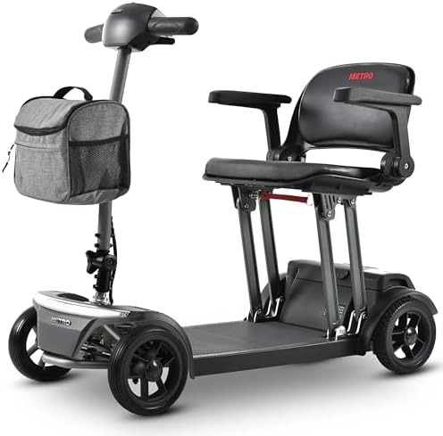 Metro Mobility 4 Wheel Foldable Mobility Scooter for Adults - 300 lbs Capacity Electric Mobility Scooters for Seniors - Long Range Power Extended