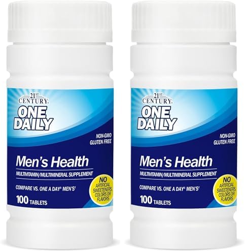 21st Century One Daily Men's Health Multivitamin Tablets, 100 Count | Complete Daily Multivitamin & Multimineral, Compare VS. One A Day® Men's, Men with Lycopene, Zinc & Lutein for Heart