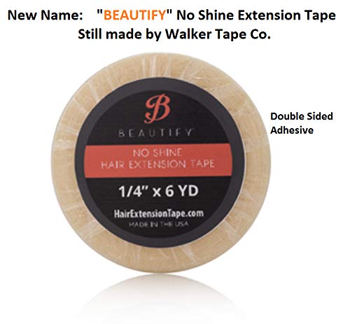 Beautify by Walker Tape No Shine 1/4 x 6 Yards Tape with CASE Included - Bonding Clear Double Sided