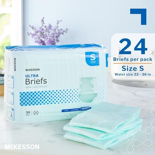 McKesson Ultra Briefs, Heavy Absorbency, Medium, Unisex, 44 in, 96 ct | Disposable, Elastic Leg Gathers and Contoured Fit for Men and Women, Incontinence