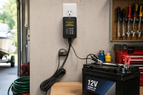 1510 12 Volt-1.5 Amp Smart Battery Charger, Maintainer & Desulfator, Automatic Trickle Charger for Car, Motorcycle