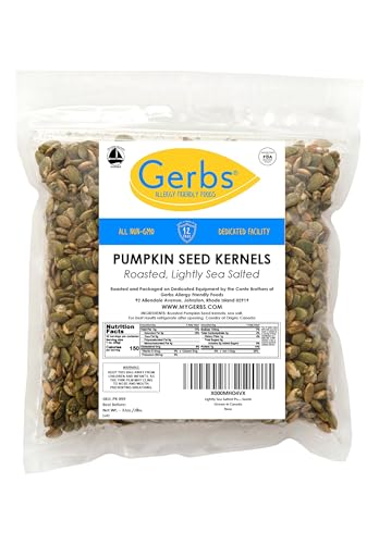GERBS Unsalted Pumpkin Seed Kernels 4 LBS|Top 14 Allergy Free Food |Use in salads, yogurt, bake, oatmeal, trail mix|Grown in Canada, packed in US | Canadian Grown, No Additives | Naturally Crunchy & Mildly Nutty | Top 14 Allergen-Free