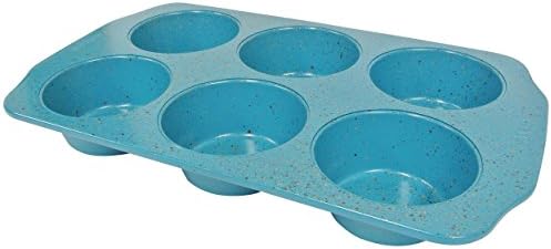 casaWare Jumbo Muffin Pan 6 Cup Ceramic Coated Non-Stick (Blue Granite)