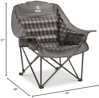 Guide Gear Oversized Extra Large Padded Camping Chair, Portable, Folding, Large Camp Lounge Beach Chairs for Outdoor, Adults, Men and Women