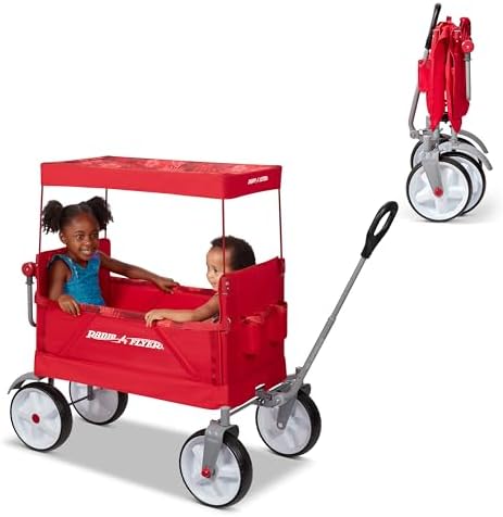 Radio Flyer Beach & Boardwalk 3-in-1 EZ Fold Wagon, for Kids 1.5+, UV Shade