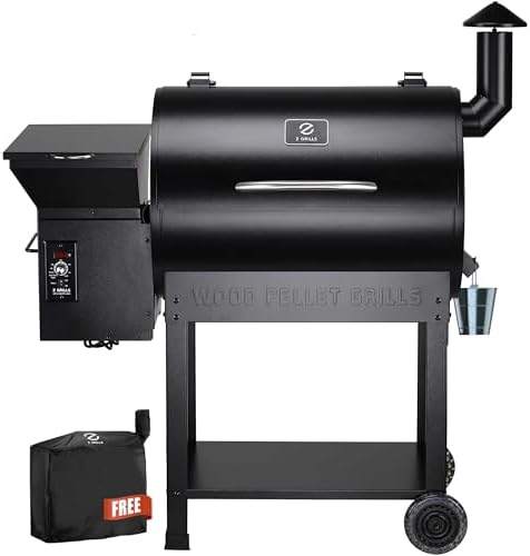 Z GRILLS Wood Pellet Smoker Grill, 8 in 1 BBQ Grill with Auto Temperature Control, 697 sq in Cooking Area for Backyard, Patio and Outdoor Cooking, 7002E, Sliver