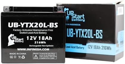 Replacement for YTX20L-BS Battery 12V 18AH SLA - Compatible with 2010 Triumph Thunderbird 1600 CC Motorcycle, 2014 Polaris RZR 800 CC UTV