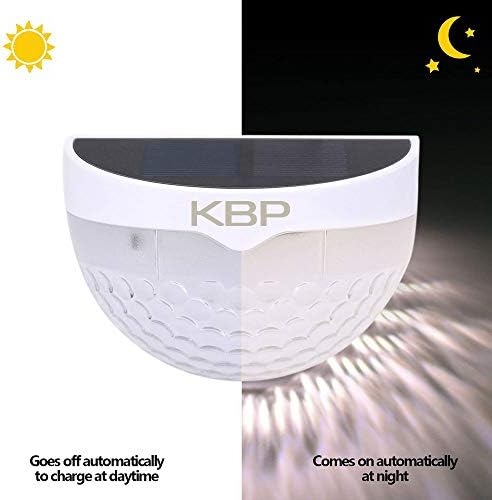 KBP Solar Fence Lights Outdoor Decorative Garden Lights Waterproof Wall Lights for Patio, Yard, Stairway (White)