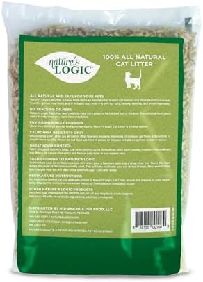 NATURE'S LOGIC Pine Pellet Cat Litter - 100% Natural - Unscented, 12 lb | 100% Natural Pine, Dust-free, Biodegradable, Safe for cats, kittens, reptiles & small pets, Highly absorbent, 12 lb bag