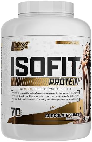 Nutrex Research IsoFit Chocolate Whey Isolate Protein Powder 100% Whey Protein Isolate | Muscle Recovery, Naturally High EAAs | Fast Absorbing, Easy Digestion | (Chocolate Shake 2lbs 30 Servings)